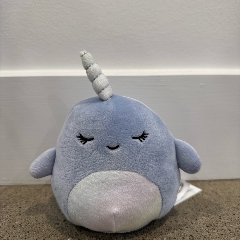 Squishmallows Blue and White Narwhal Plush